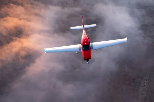 Cockpit instruments and horizon during instrument conditions